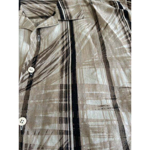 Centro Men's Linen Short Sleeve Casual Button Down Shirt Size XL Bamboo Tropical - Picture 9 of 9